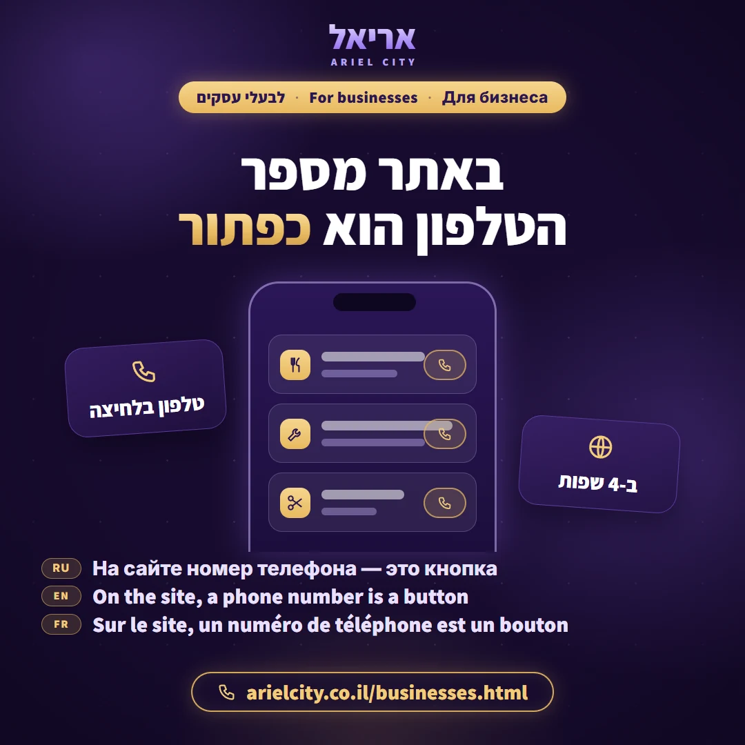 באתר מספר הטלפון הוא כפתור